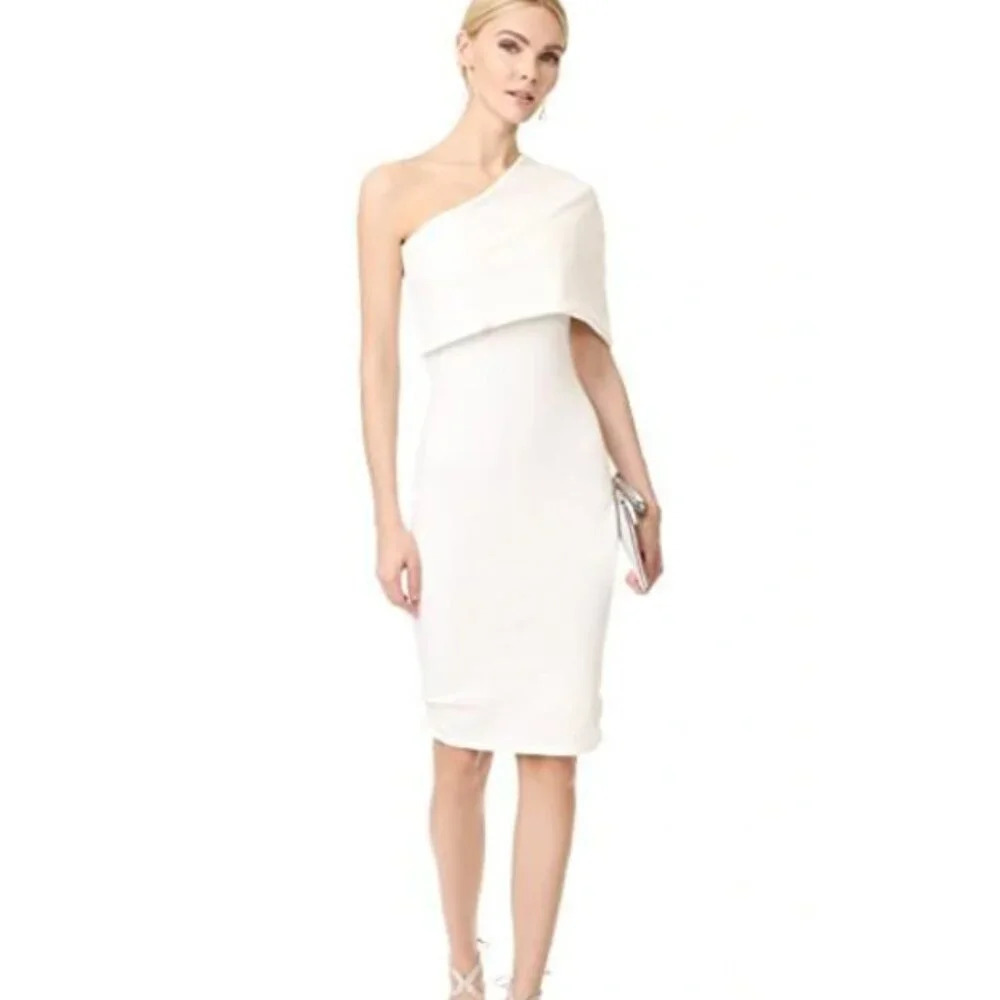 MICHELLE MASON Asymmetrical Cocoon Dress In Ivory size medium